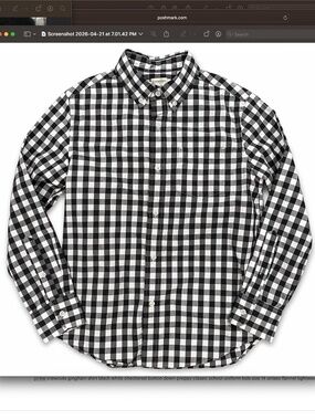 J.Crew Crewcuts Black White Gingham Button Down Shirt Size 14 EUC